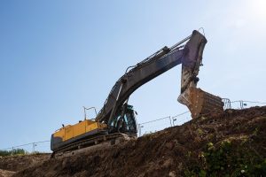 excavator working on construction site