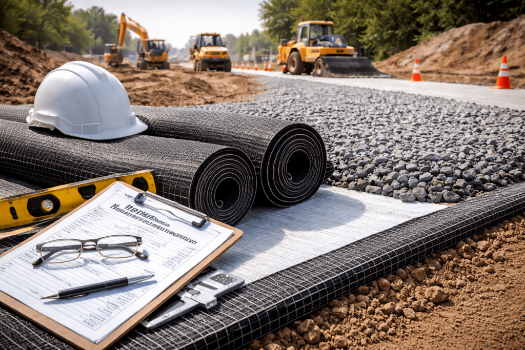 Geosynthetic installation at construction sites