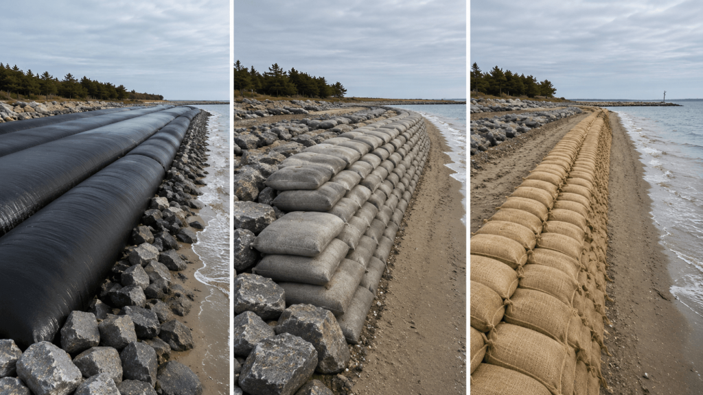 Geotube vs Geobag vs Sandbag